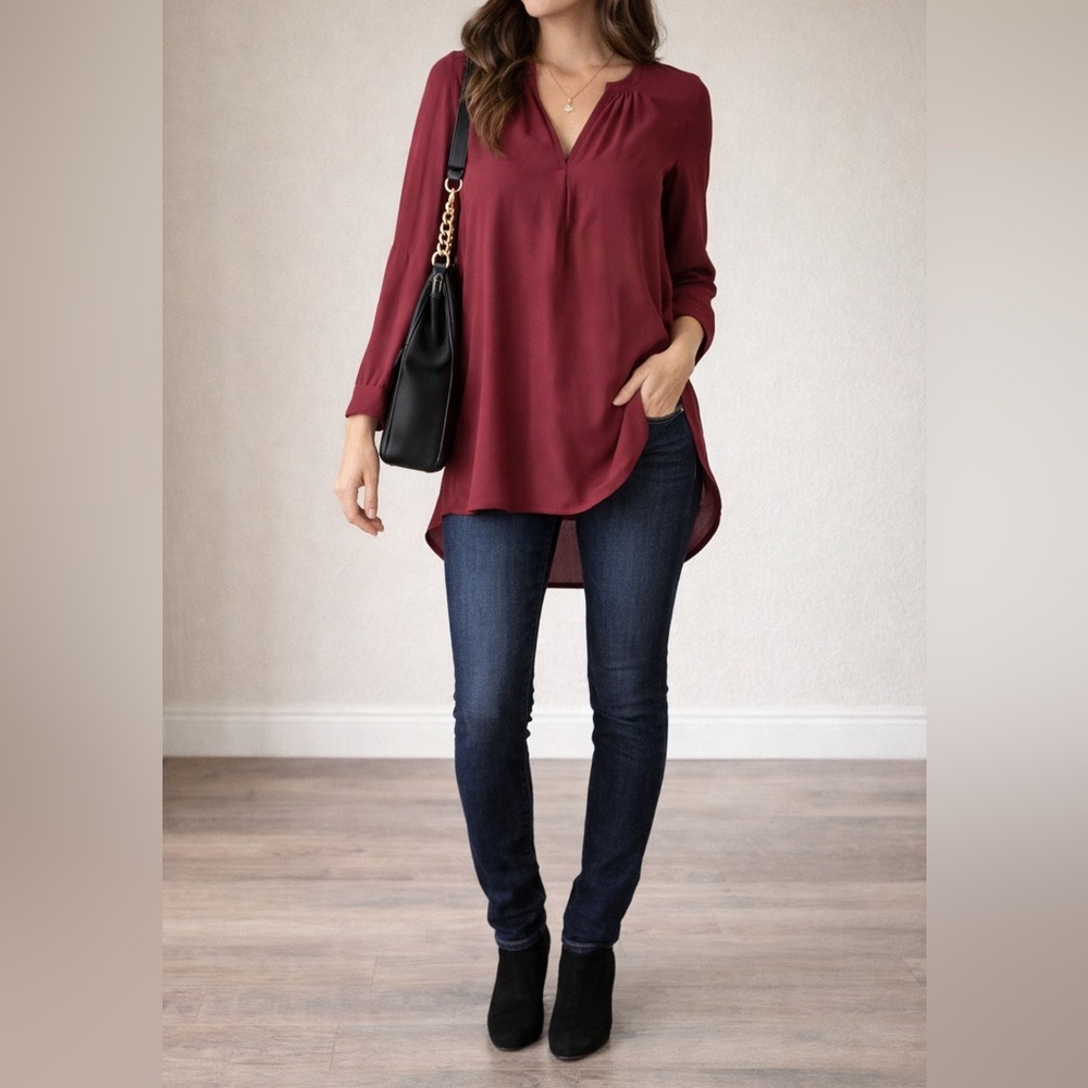 Elegant Burgundy Women's Top